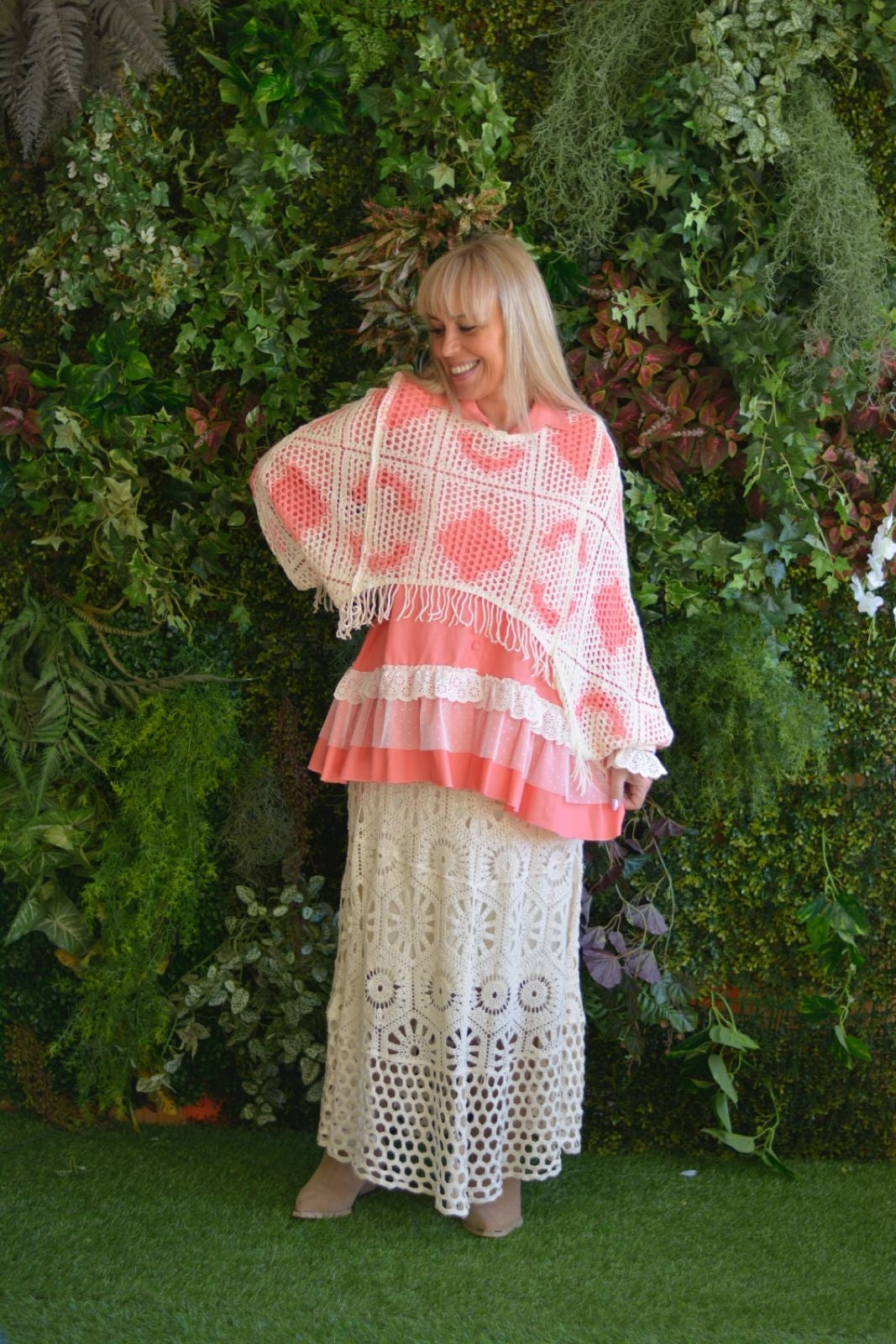 Saia em crochet cru