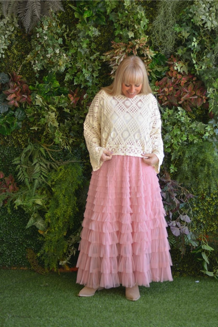 Saia tule rosa