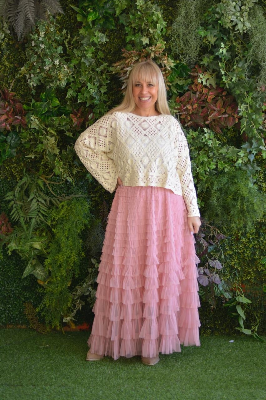Saia tule rosa