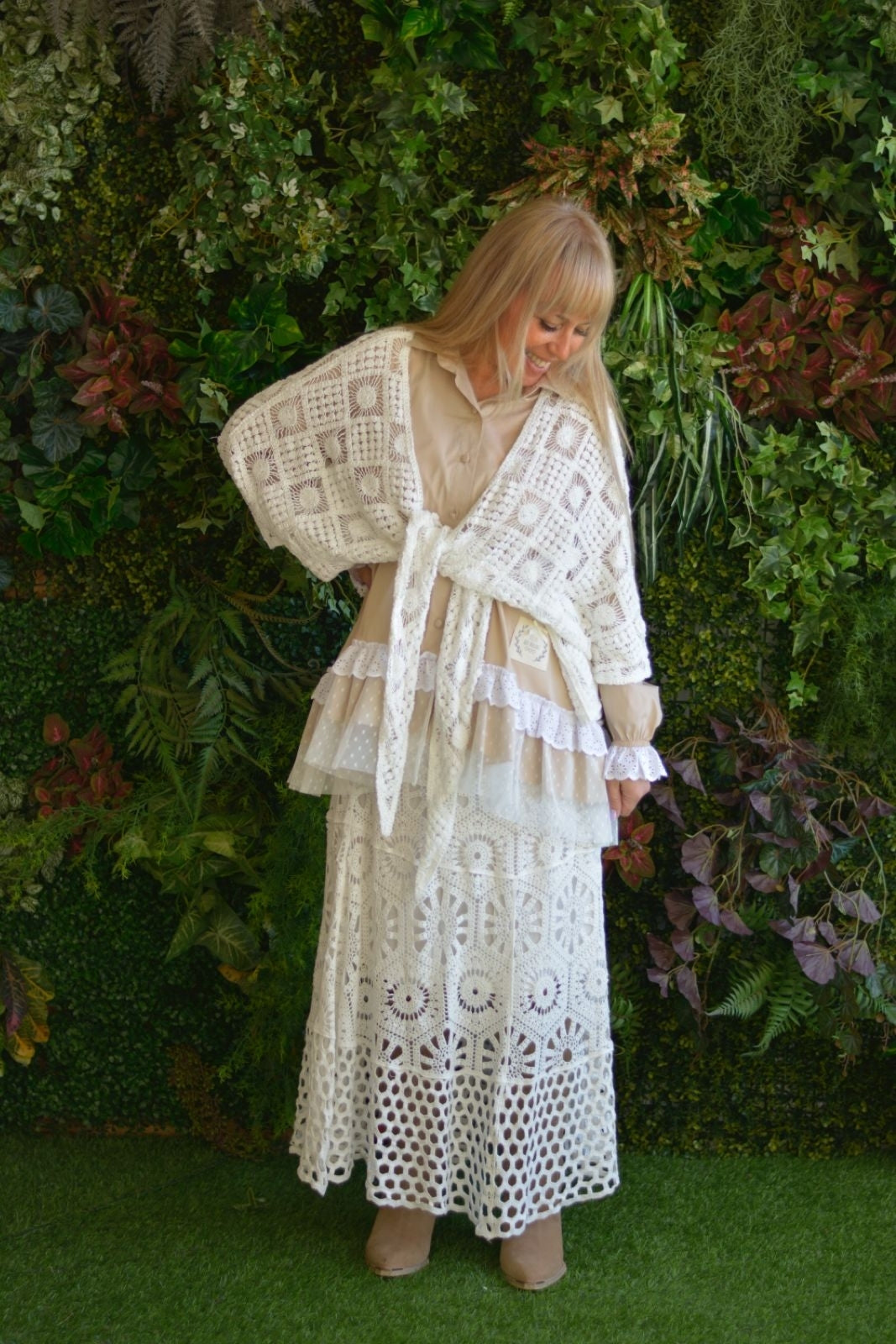 Saia em crochet branca