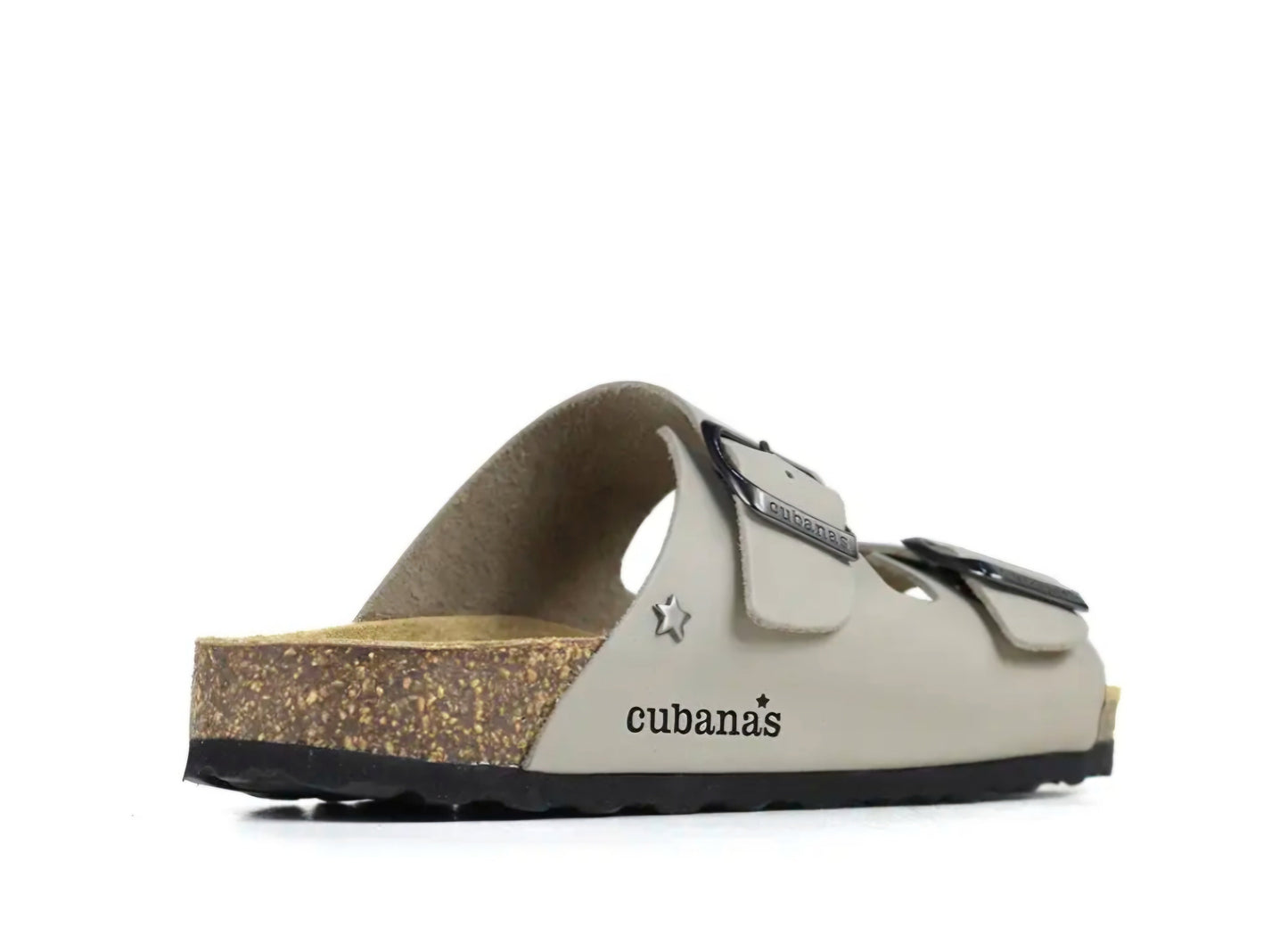 Sandálias Cubanas em pele off-white com duas tiras