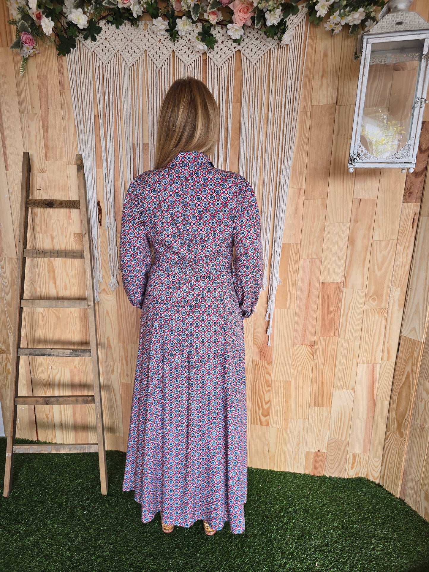 Vestido comprido com botões
