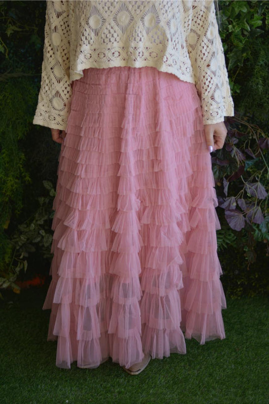 Saia tule rosa