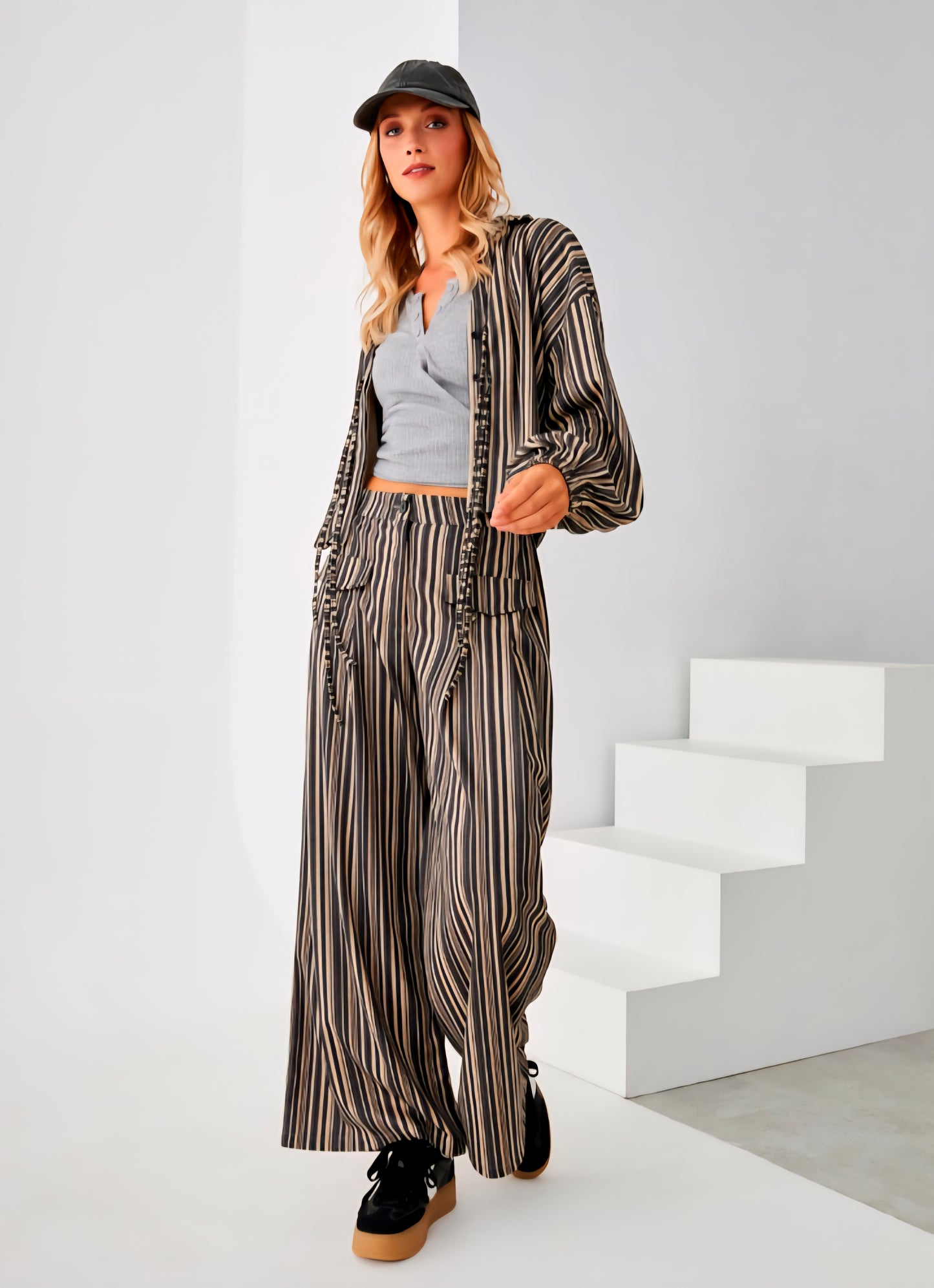 Pantalonas Nekane em tencel listrado Silenep