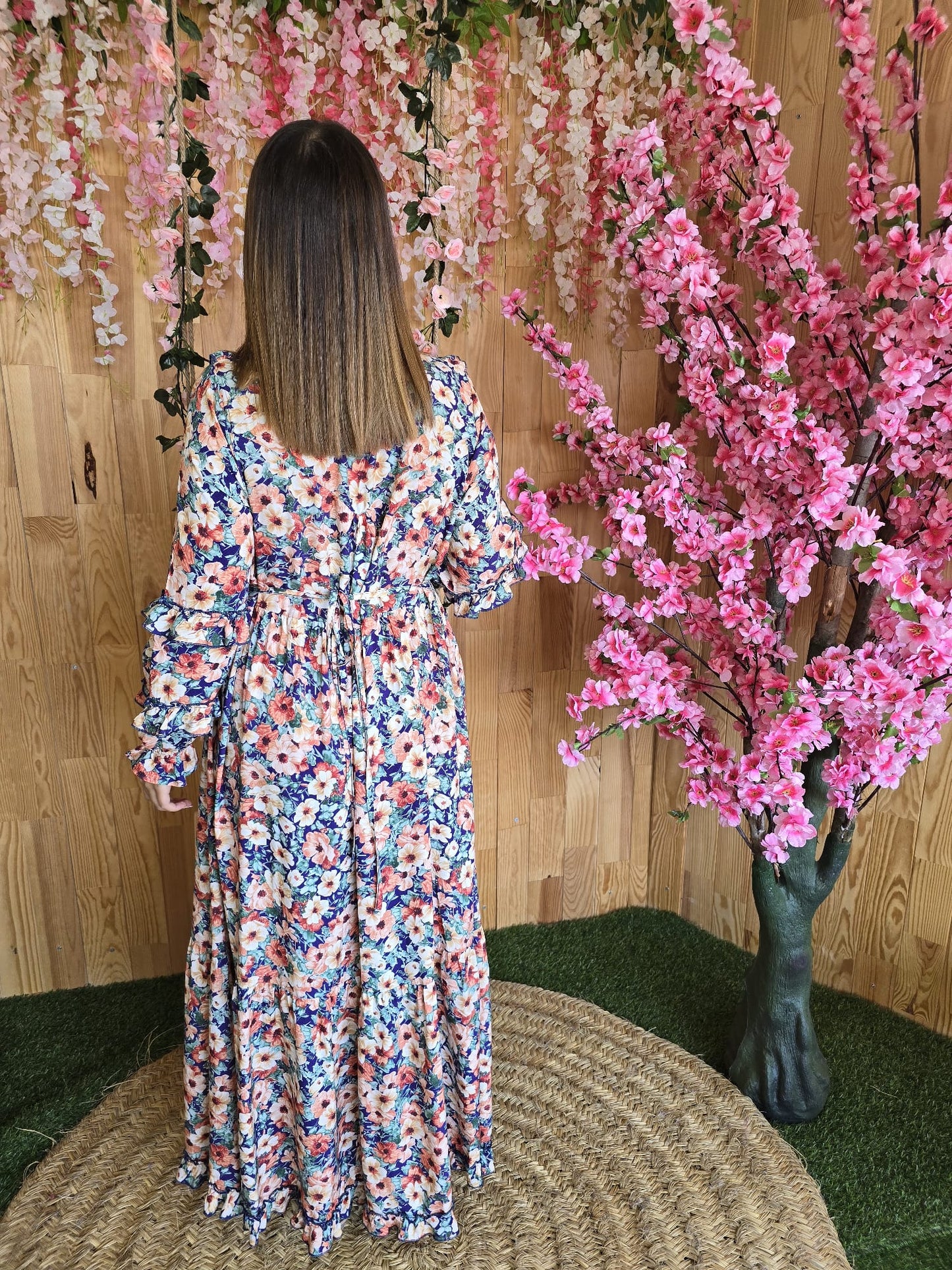 Vestido azul flores