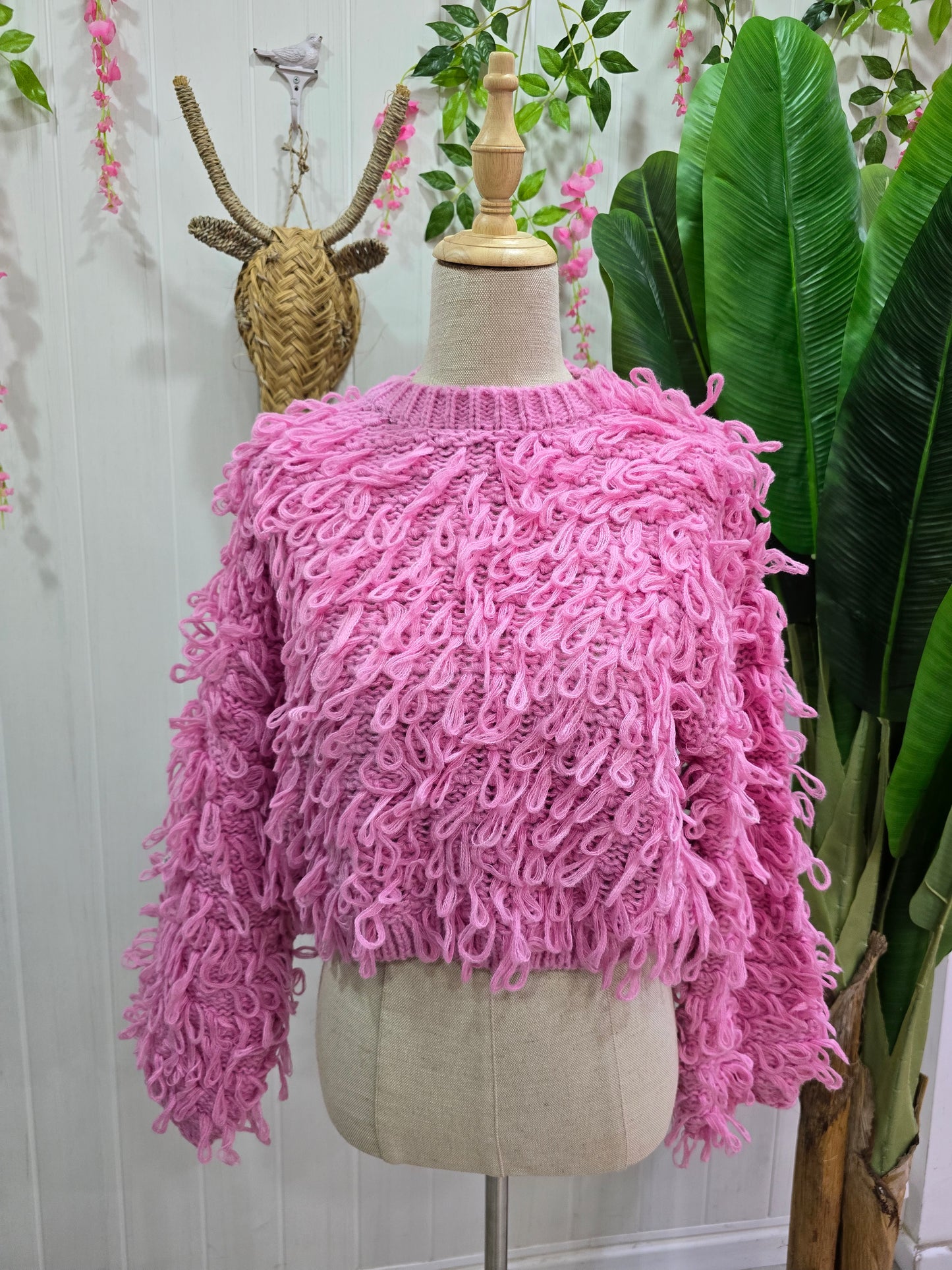 Camisola rosa com franjas